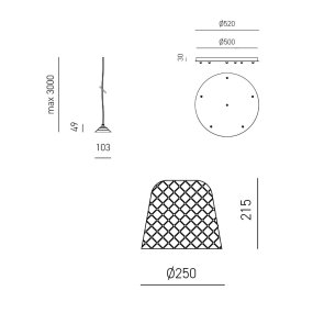 Lampadario led Gea luce ALICE S6 E27 fumè