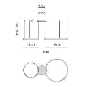 Gea Luce CRISEIDE S2D N lámpara de araña LED moderna