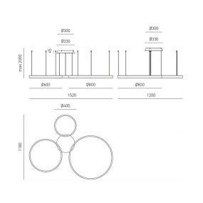 Lustre moderne Gea Luce CRISEIDE S3D N LED