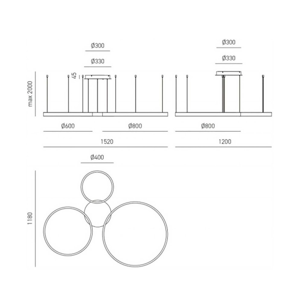 Lustre moderne Gea Luce CRISEIDE S3D N LED