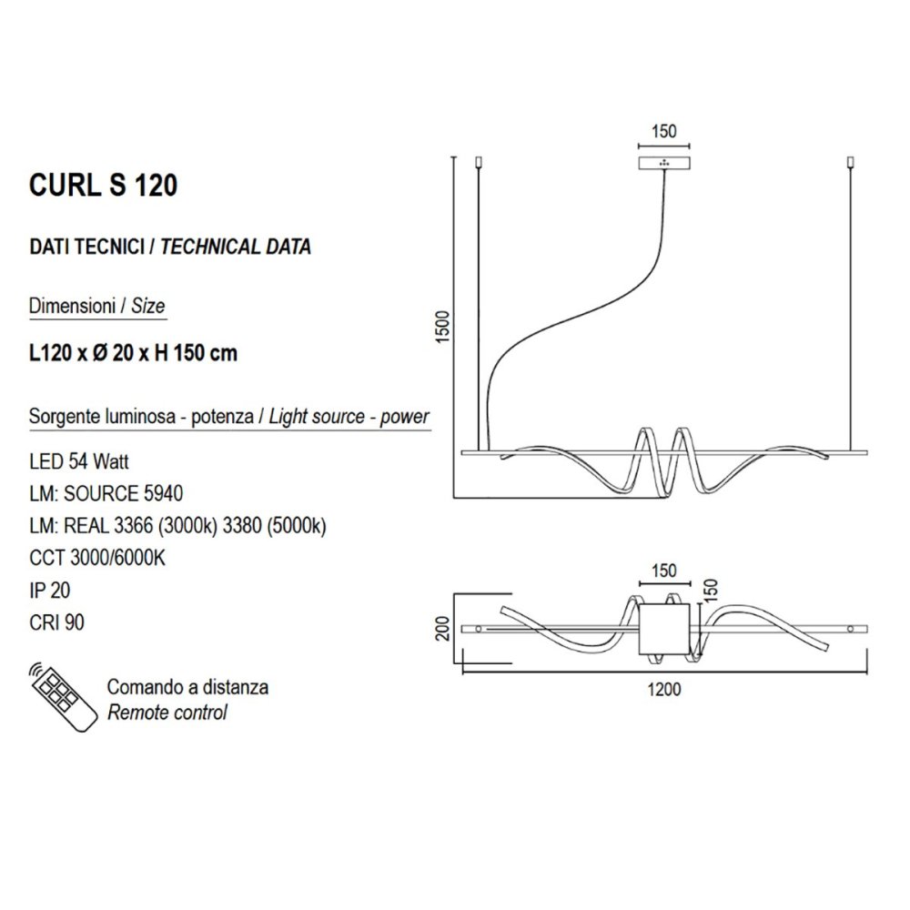 Lampadario led Promoingross CURL S120 B