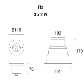 PAN International Foco empotrable BART Multiled FIX 3x2W