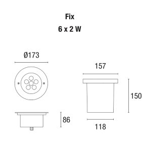 Faretto incasso PAN International BART Multiled FIX 6x2W