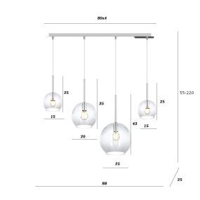 Lampadario moderno Top Light FUTURE 1155 CR S4 RMIX TR