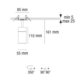 Spot incasso orientabile Pan International SLIM NERO TC-CB