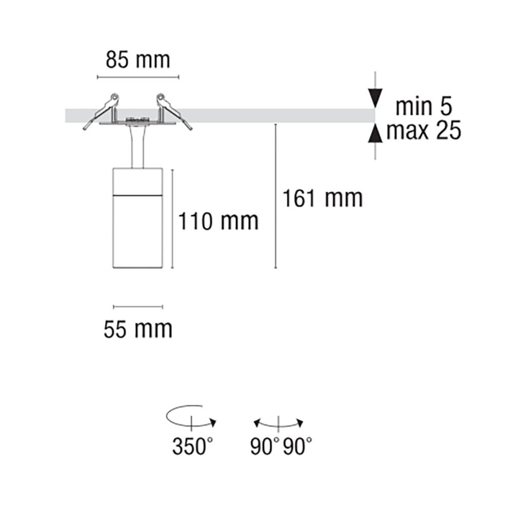 Spot encastrable orientable Pan International SLIM NOIR TC-CB