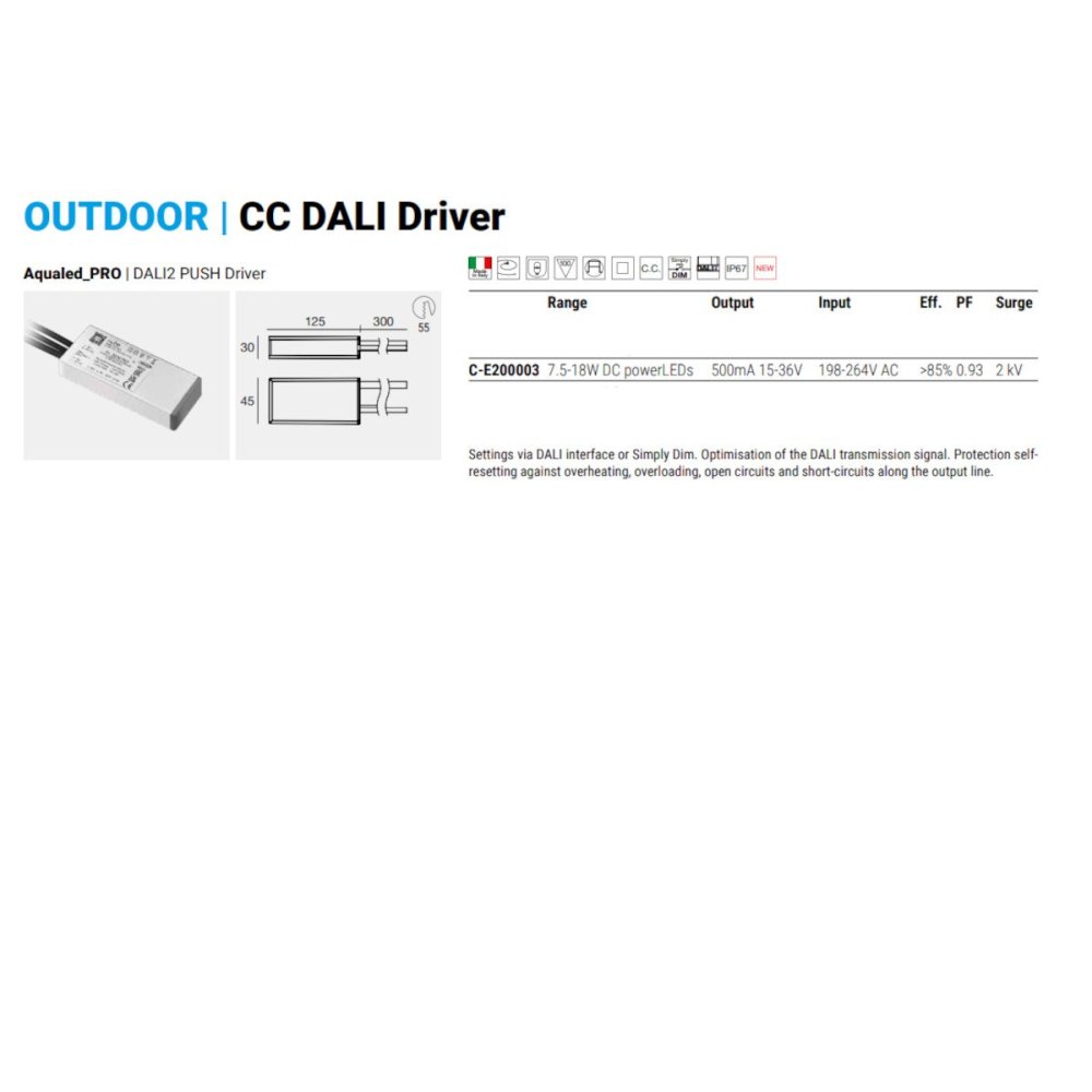 Alimentation Linea Light SUB C-E200003 ACQUALED PRO