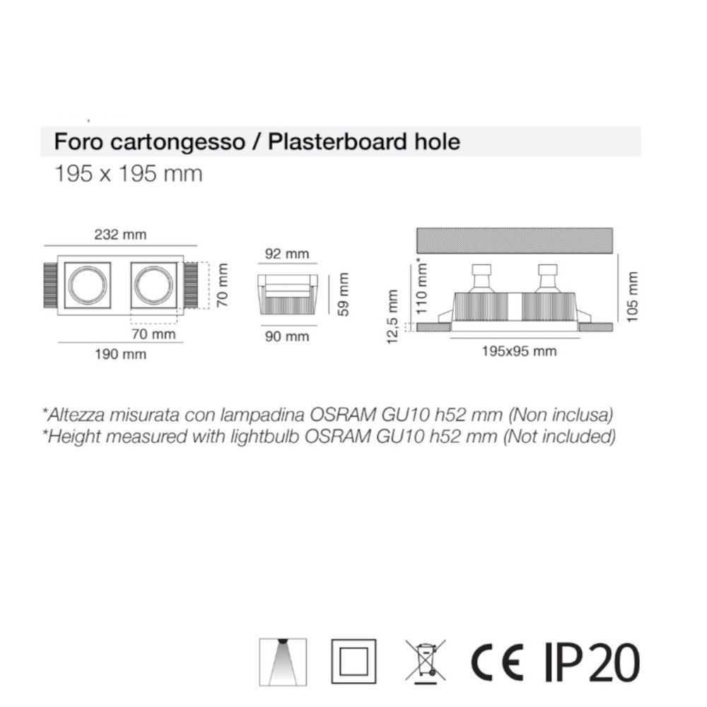 Einbaustrahler aus Gips 9010 Belfiore Neo Light 0023 LED