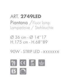 Moderne Stehleuchte Selene illuminazione CLESSIDRA 2749 T5 NEON