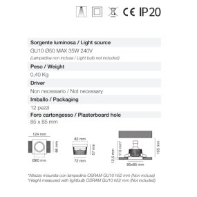 Einbaustrahler aus Gips 9010 Belfiore Neo light 0027.35 LED