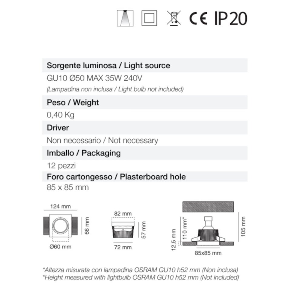 Spot encastrable en plâtre 9010 Belfiore Neo light 0027.35 LED