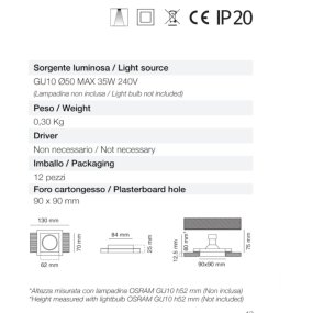 Einbaustrahler aus Gips 9010 Belfiore Neo Light 0028 GU10 LED