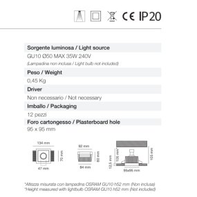 Neo Luce 9010 Belfiore BF-0035 LED-Einbaustrahler aus Gips