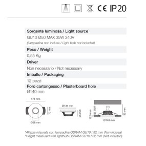 Spot encastrable ou spot LED 0036-35 Neo Luce 9010 Belfiore