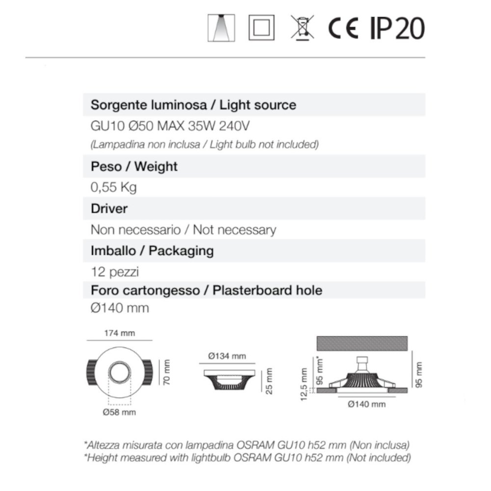 Faretto incasso o spot a led 0036-35 Neo Luce 9010 Belfiore