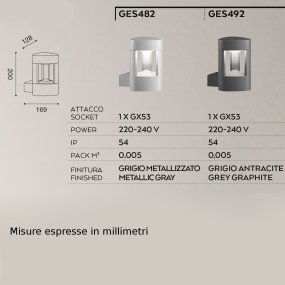 Gea Led Wandleuchte aus Aluminium und Polycarbonat JANET UP GES492