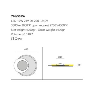 Lámpara de techo moderna Cattaneo iluminación CLEO 796 50PA LED