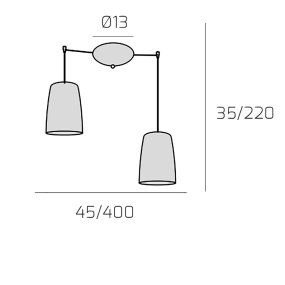 Double suspension Top Light SHADED 1164cr S2 E27 LED verre Pyrex coloré