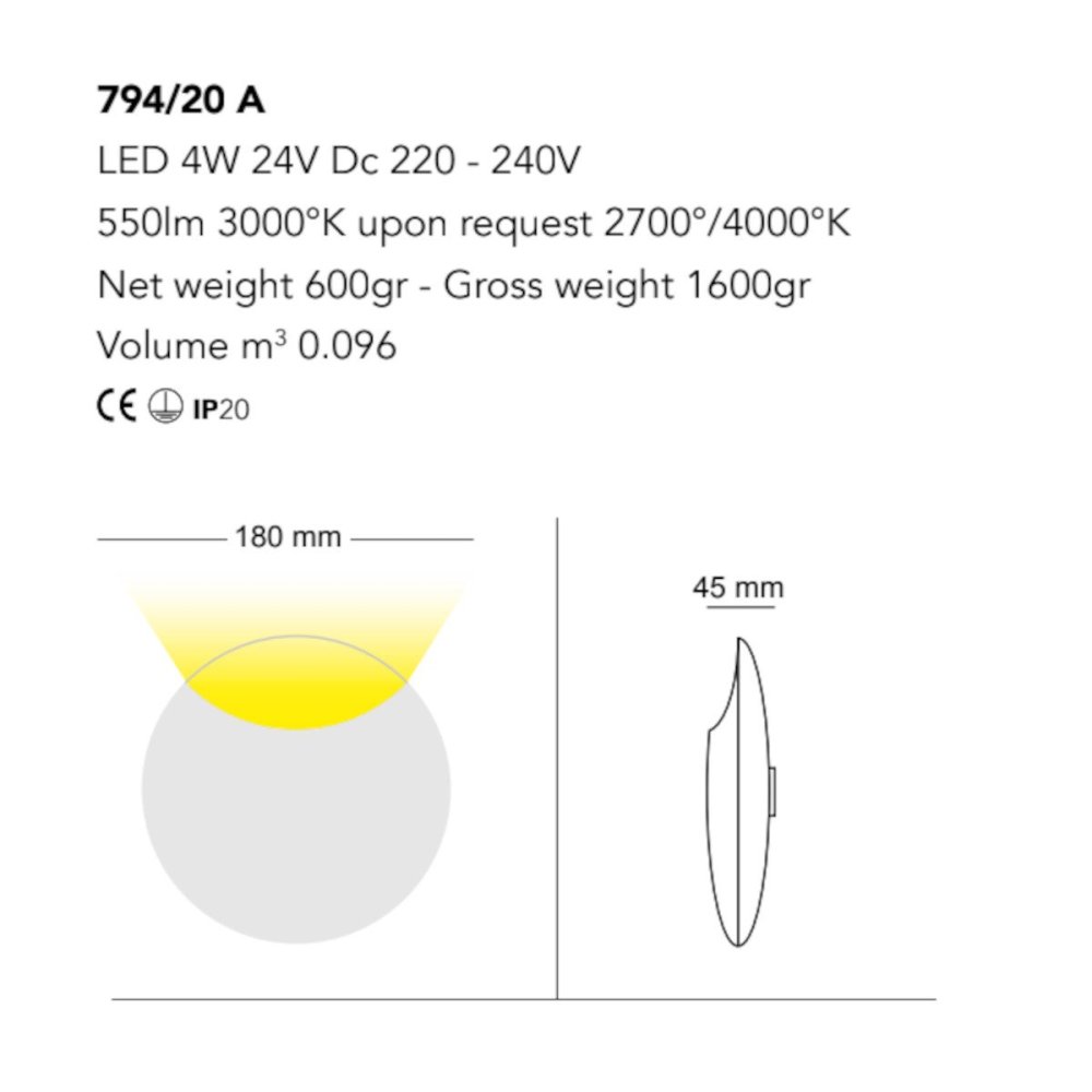 Aplique moderno Cattaneo iluminación LUNATICA 794 20A LED