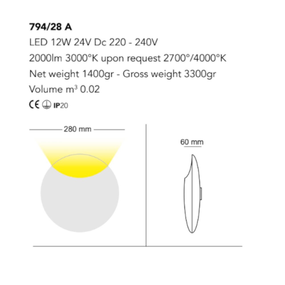 Aplique clásico Cattaneo iluminación LUNATICA 794 28A LED