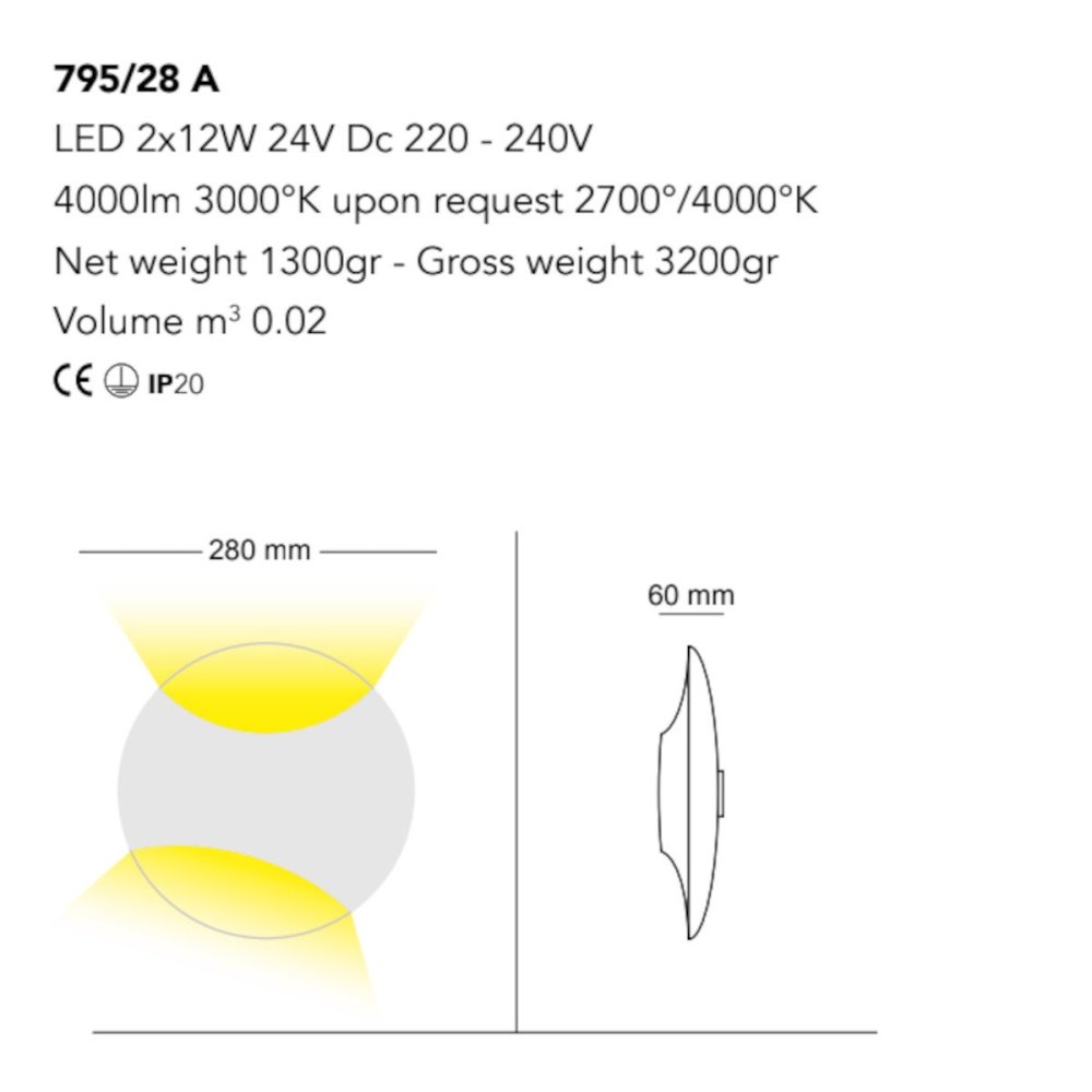 Aplique moderno Cattaneo iluminación LUNATICA 795 28A LED