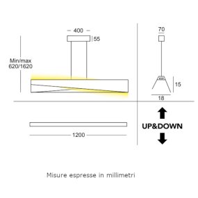 Lampadario moderno Cattaneo illuminazione KAMI UP-DOWN 992 120S LED