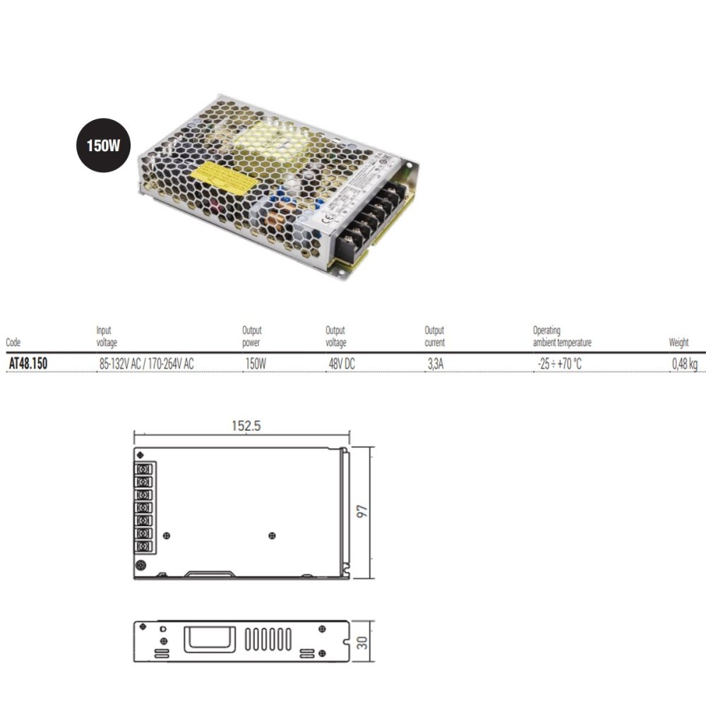 Controlador Rehacer AT48.150 IP20 150W 48V LIBERTAD