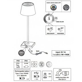 Abat-jour extérieur Trio éclairage SANCHEZ R54126142 IP44 RGB LED