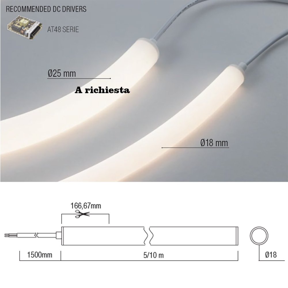 Neon flessibile Redo XLOOPB LP18 LED 72W 5MT IP65 BIANCO