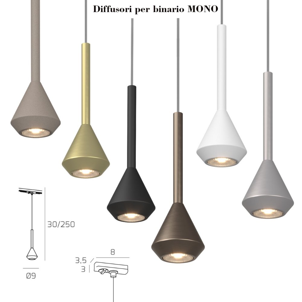 Binario Top Light MONO MIXKIT 100 N OR GU10 LED INTEGRATO 4000K lampada soffitto faretti orientabili classico moderno