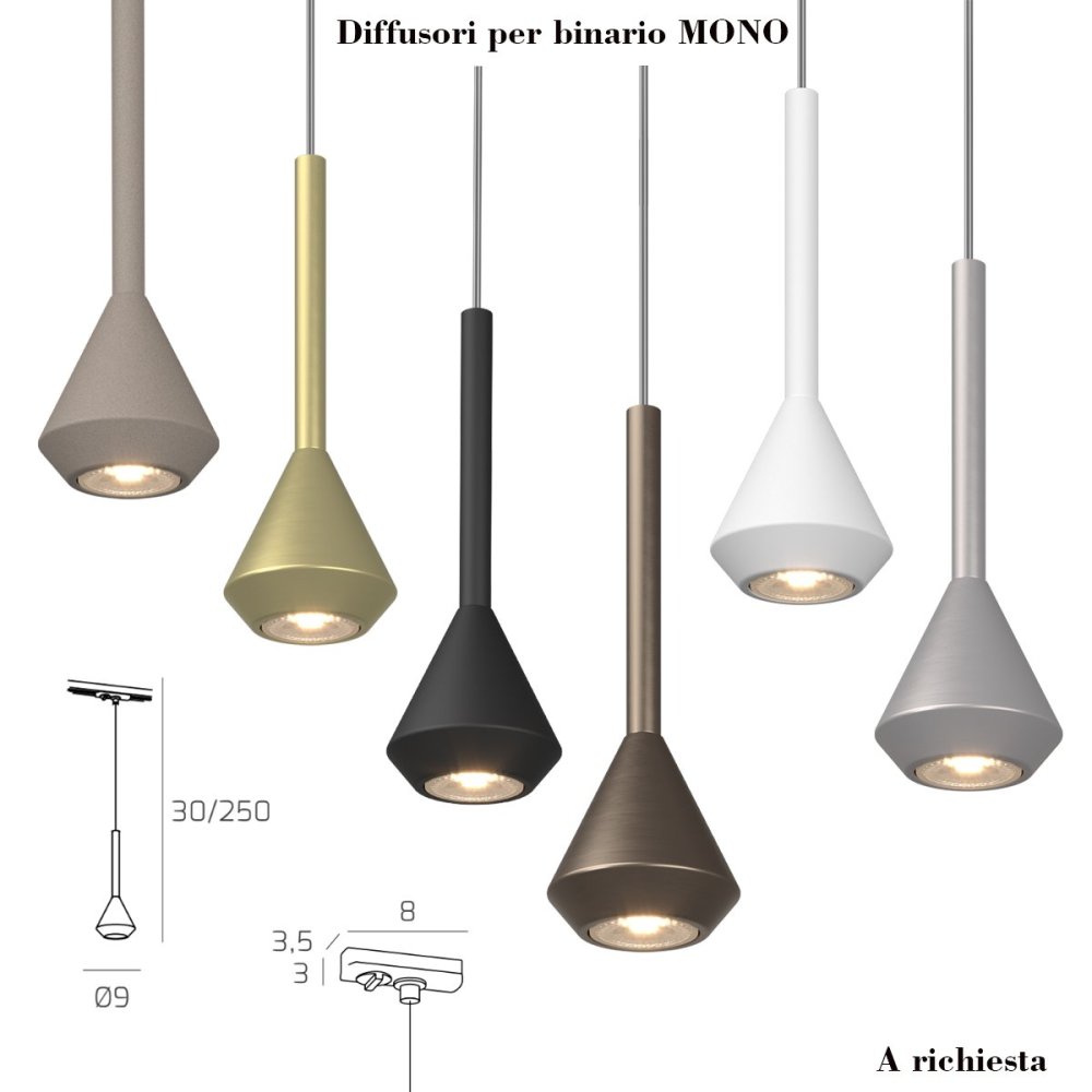 Binario Top Light MONO MIXKIT 200 N BI GU10 LED INTEGRATO lampada soffitto faretti orientabili moderno