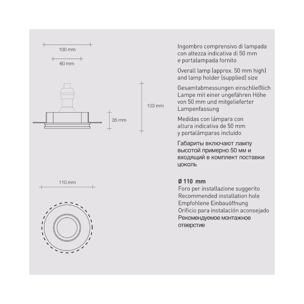 Faretto incasso Sforzin illuminazione THESSALY RASO T392 GU10 LED classico spot cartongesso