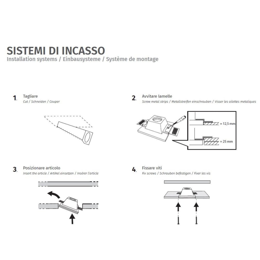 Faretto incasso Sforzin illuminazione THESSALY RASO T392 GU10 LED classico spot cartongesso