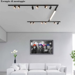 Binario Top Light MONO MIXKIT 300L N BI GU10 LED INTEGRATO 4000K lampada soffitto faretti orientabili moderno