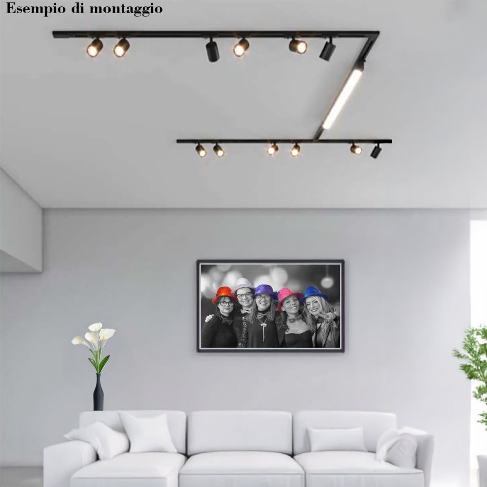 Binario Top Light MONO MIXKIT 300L N BI GU10 LED INTEGRATO 4000K lampada soffitto faretti orientabili moderno