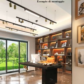 Binario Top Light MONO MIXKIT 300L N BI GU10 LED INTEGRATO 4000K lampada soffitto faretti orientabili moderno