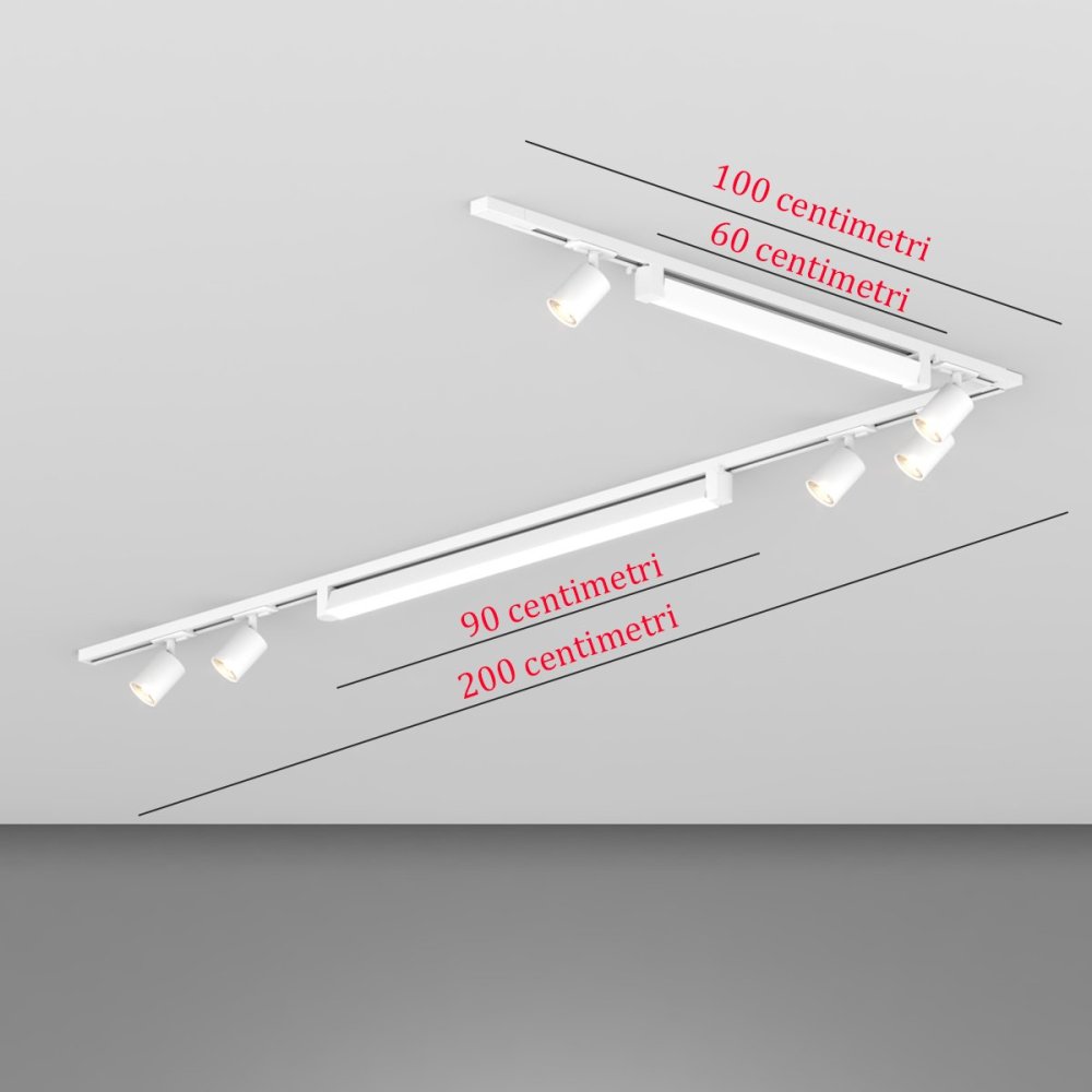 Binario Top Light MONO MIXKIT 300L N BI GU10 LED INTEGRATO 4000K lampada soffitto faretti orientabili moderno