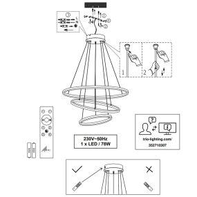 Lampadario TRIO Lighting AARON 352710342 LED RGBW