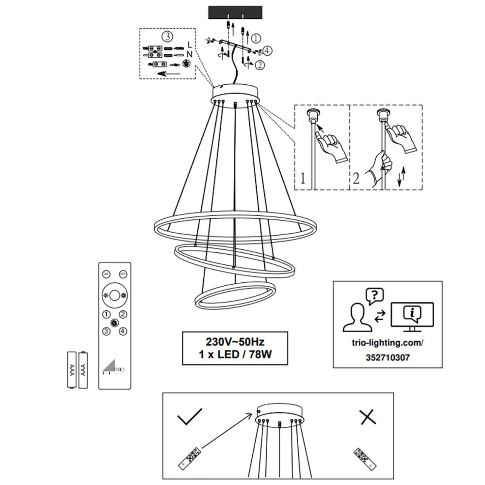 Lampadario TRIO Lighting AARON 352710342 LED RGBW