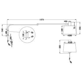 Trio Lithing BALDO 200600132 brazo de pared regulable regulable