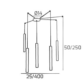 Lampadario Top light ROUND TUBE 1174 S5