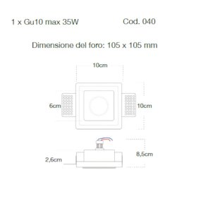 Faretto incasso gesso Lampadari Bartalini OTESSORG 040 GU10 LED