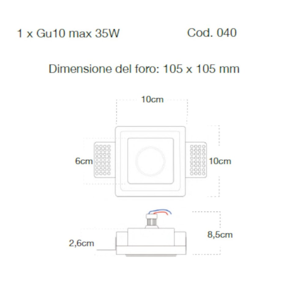 Einbaustrahler Gips Lampadari Bartalini OTESSORG 040 GU10 LED