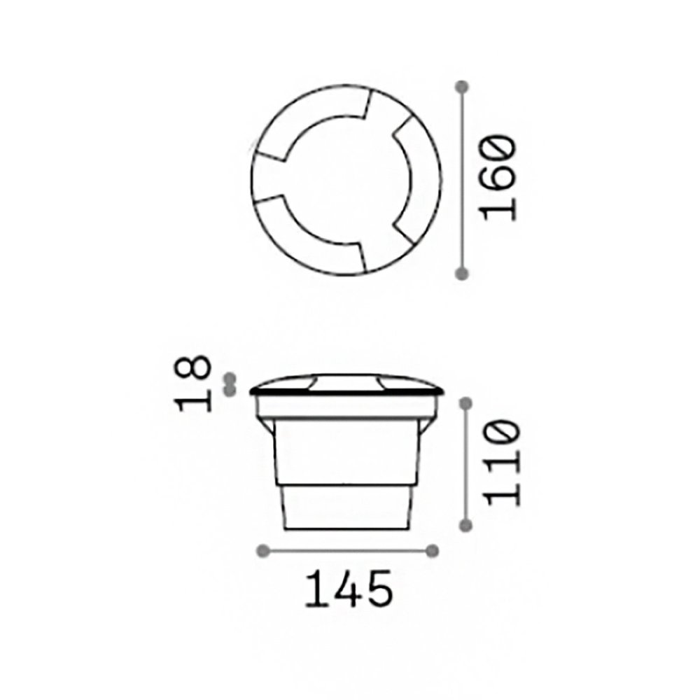 Faretto incasso tondo calpestabile esterno Ideal Lux LANDING 120362 N