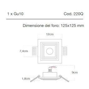 Spot encastré Lampadari Bartalini AIBLO 220Q GU10 LED