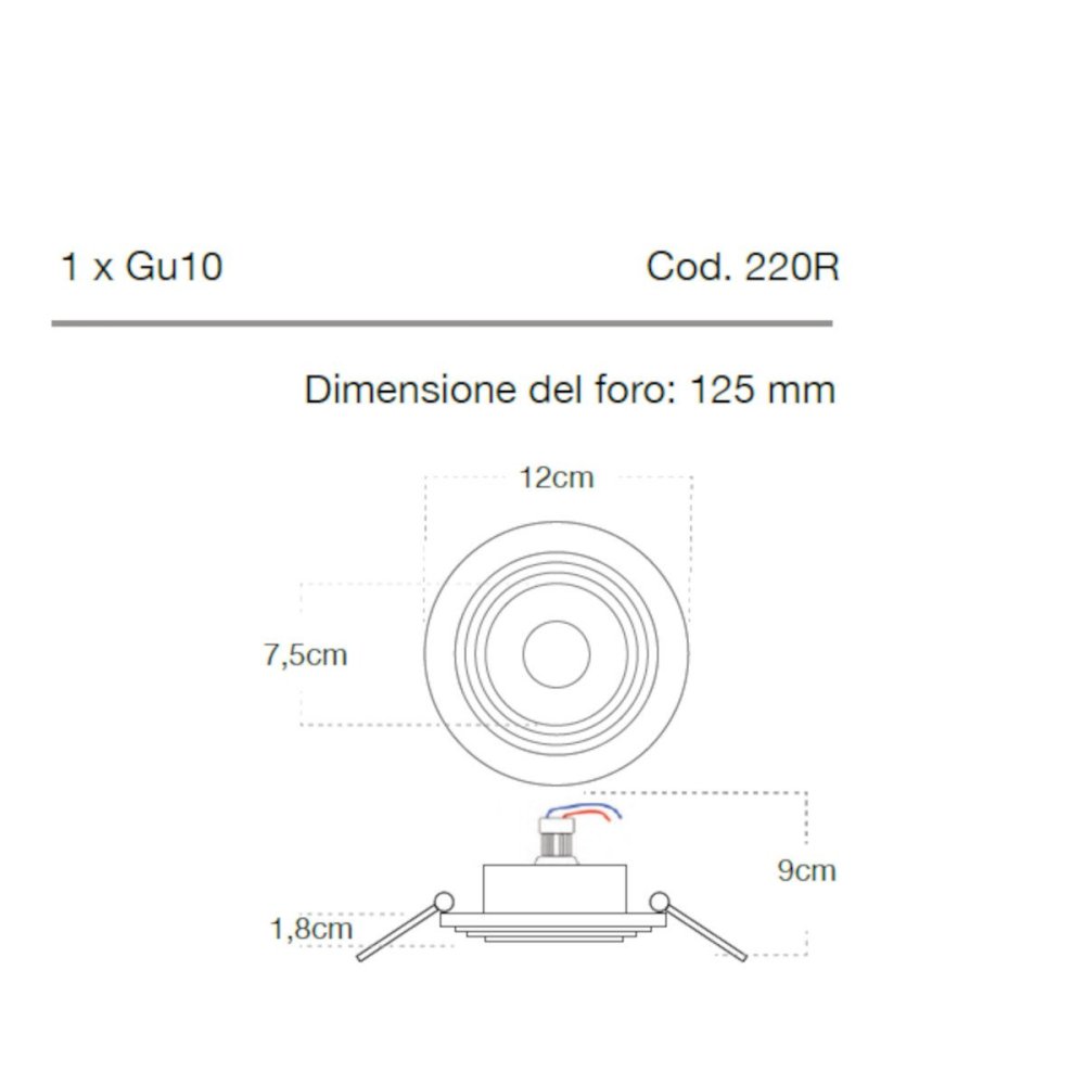 Faretto incasso Lampadari Bartalini AIBLO 220R GU10 LED