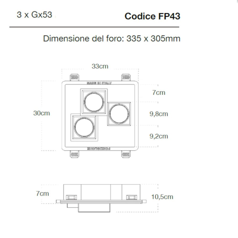 Faretto incasso Lampadari Bartalini OBUC 3 FP43 GX53 LED