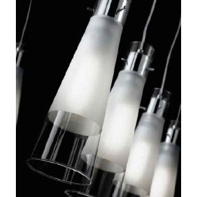 Lampadario ID-KUKY CLEAR SP3 E27 vetro metallo moderno sospensione calatine interno IP20