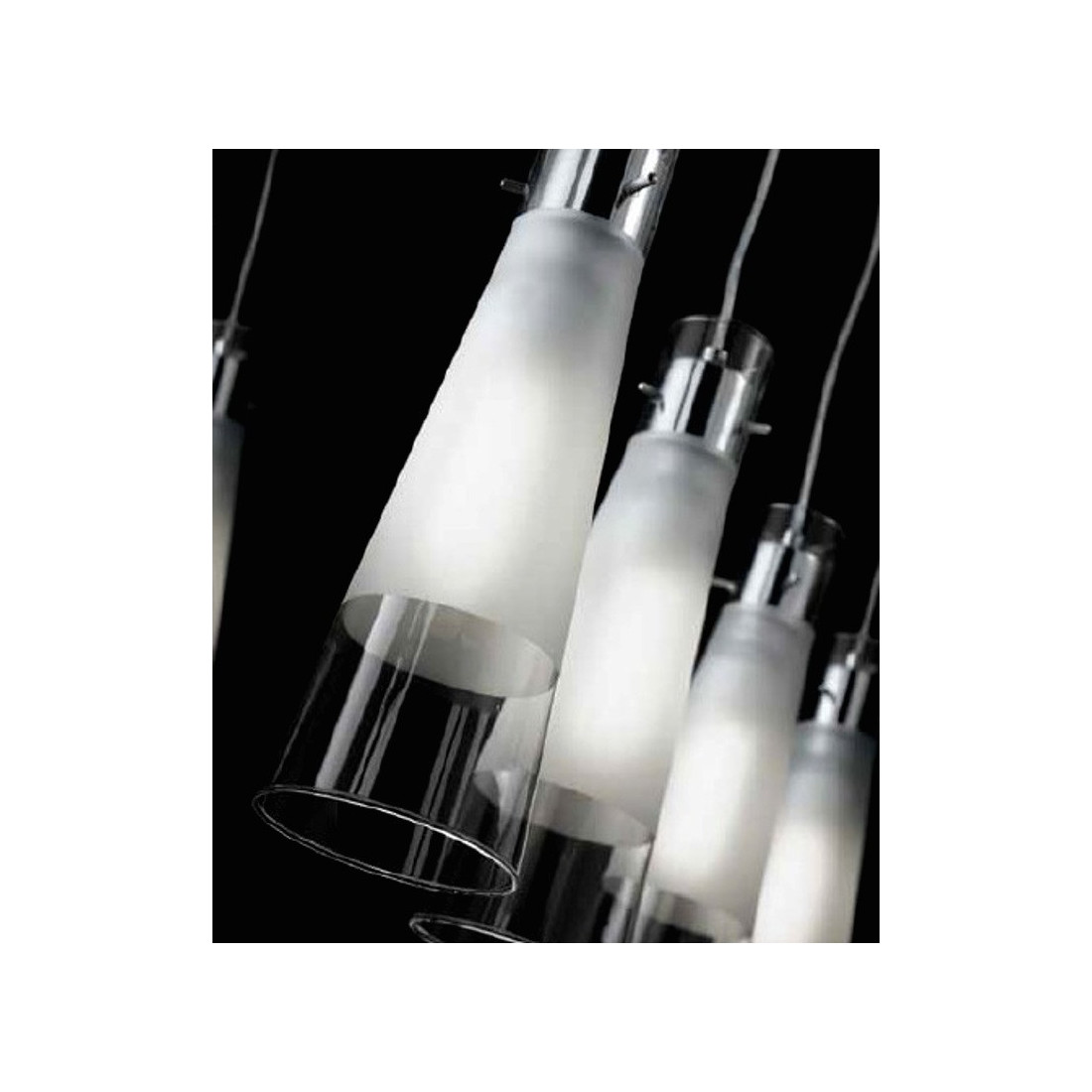 Lampadario ID-KUKY CLEAR SP3 E27 vetro metallo moderno sospensione calatine interno IP20