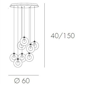 Lampadario TP-WILLOW 1098 G9 40W 8 luci sospensione moderna sfere interno